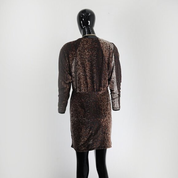 Glam  Brown Color Animal Print Dress Mini Dress Slim Fit - Perfect Party Outfit - Picture 3 of 5